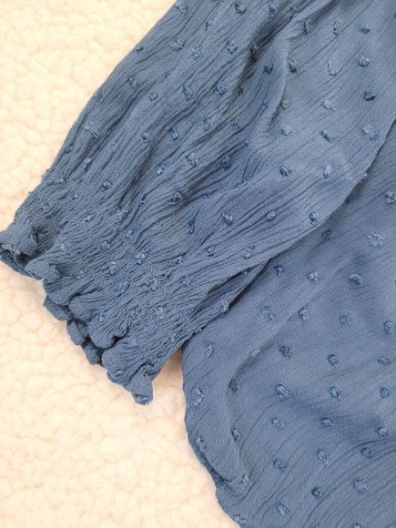 [139] LOFT Petite  Blue Button-Up  Blouse - Picture 6 of 8